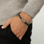 Kartini Studio Matte Black Onyx and Hematite Bracelet, Men's Sterling Silver Beads Bracelet, Quality Bead Jewelry for Man