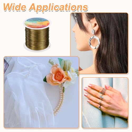 HARFINGTON Wire 203ft Length 24 Gauge Copper Craft Jewelry Wrapping Wire Tarnish Resistant Beading for Jewelry Making Supplies Crafting, Ancient Blue - color: Ancient Blue