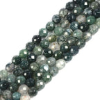 6mm Moss Agate Faceted Gemstone Round Loose Beads Strand 15.5-16" DIY Jewelry Making - color: Moss Agate