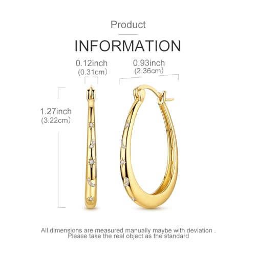 LAZA 925 Sterling Silver Hoop Earrings for Women, Sterling Silver Butterfly Hoops Colorful Flowers Hoop Huggie Earrings Hypoallergenic Jewelry Gifts for Women - color: Golden Droplet Shape Earring