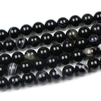 MJDCB Natural Black Striped Agate Round Loose Beads for Jewelry Making DIY Bracelet Necklace (10mm) - color: Black Striped Agate, size: 10mm