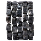 Natural Large Black Spectrolite Cube Stone Beads 8x11mm 38cm/str Loose Semi Gemstone Stone Square Beads for Making Bracelets Necklace - color: Black Spectrolite