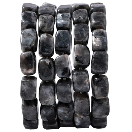Natural Large Black Spectrolite Cube Stone Beads 8x11mm 38cm/str Loose Semi Gemstone Stone Square Beads for Making Bracelets Necklace - color: Black Spectrolite