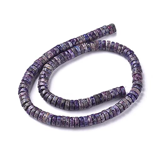 Craftdady 250Pcs Heishi Coin Natural African Pyrite Gemstone Beads Flat Round Disc Energy Healing Crystal Stone Loose Beads 8mm for Jewelry Bracelet Necklace Earring, Lilac - color: African Pyrite, Lilac, size: 8mm