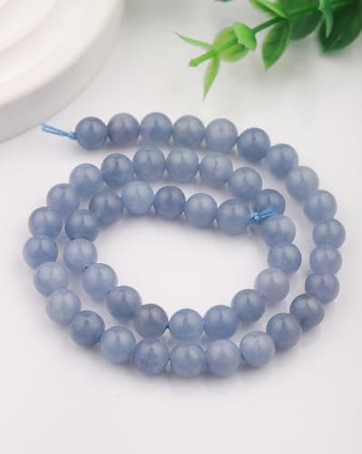 Natural Stone Beads 8mm Polished Round Smooth Gemstone Beads for Jewelry Making Supplies 15 Inch(45 Beads) (Blue Angel) - color: Blue Angel-45pcs