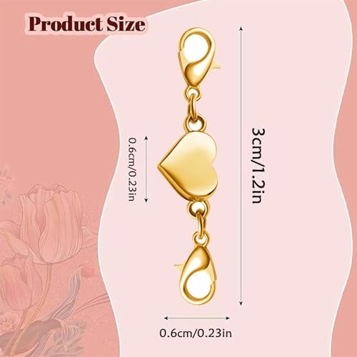 Heart Magnetic Clasp, Double Lobster Closure for Necklace Bracelet, Jewelry Making Connector (3gold+3silver) - color: 3gold+3silver