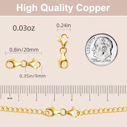 OHINGLT Double Lobster Claw Clasps Necklace Extender Gold, Double End Design Necklace Clasps and Closures, Bracelet Connector Suitable for Jewelry Making (8PCS Gold) - color: 8PCS Gold