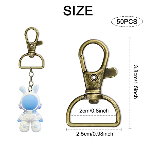 Swivel Snap Hook 35 PCS Antique Brass Lanyard Clips Metal Lobster Claw Clasps Keychain Hook with 3/4 INCH D Ring for Macrame Keychain Swivel Clips for Making Key Fobs - color: Antique Brass