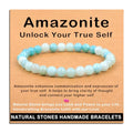 AD Beads Handmade Gemstone Stretch Elastic Bracelet Crystal Healing Reiki Nature's Beauty and Spiritual Essence Unisex - color: Amazonite (Unlock Your True Self), size: 6mm