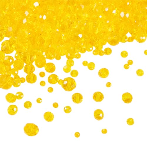 4 Strands Faceted Glass Beads Crystal 3/4/6/8mm Rondelle Transparent Glass Loose Spacer Beads for DIY Bracelet Necklace Wristband Keychain Jewelry Craft Making, Orange - color: 3/4/6/8mm-Orange