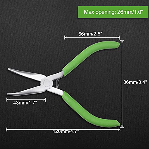 Bent Nose Pliers for Jewelry Making, 5 Inch Bent Chain Nose Pliers with Serrated Jaws - style: Bent Nose Pliers