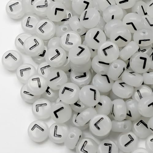 200PCS Letter Beads Glow in The Dark 4x7mm Acrylic Alphabet Letter L Beads for Jewelry Making Bracelet - color: L-200PCS