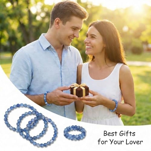 45pcs Blue Fire Agate Stone Beads，8mm Healing Power Natural Stone Round Loose Beads for Jewelry Making Earring Necklace DIY Crafts - color: Blue Fire Dragon Agates, size: 8mm 45beads