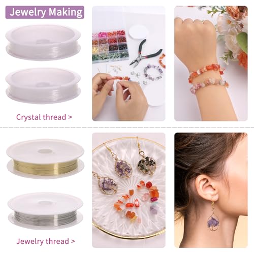 QUEFE 1800pcs 56 Colors Crystal Beads, Ring Making Kit, Gemstone Chip Beads Irregular Natural Stone with Jewelry Making Supplies for DIY Craft Bracelet Necklace Earrings, Craft Gifts - color: 56 Colors