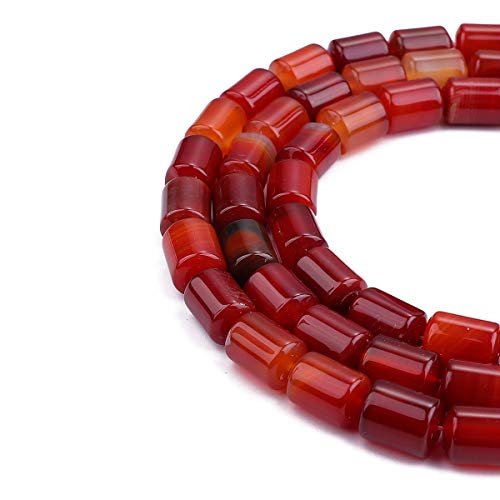 BEADIA Natural Red Agate Cylinder Stone Loose Semi Gemstone Beads for Jewelry Making 10mmx14mm 38cm - color: Red Agate, size: 10mm x 14mm