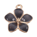 Beadthoven 100pcs Enamel Charms Cherry Blossom Daisy Flower Pendants Gold Plated Small Cute Bulk for Jewelry Making Bracelet Necklace Earrings Keychain DIY Accessories - color: Black