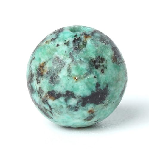100Pcs Natural Stone 10mm African Turquoise Round Loose Gemstone Energy Healing Beads Hole Size 1mm DIY Smooth Beads for Bracelet Necklace Earrings Jewelry Making - color: African Turquoise, size: 10mm