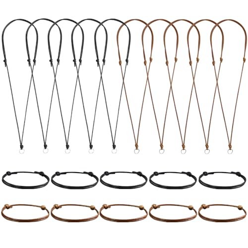 20 Pcs Necklace Cord for Pendant Necklace String Adjustable Knotted Handmade Craft Choker with Metal Ring for Hanging Pendants Rope, Black Necklace Cord - color: Style 10