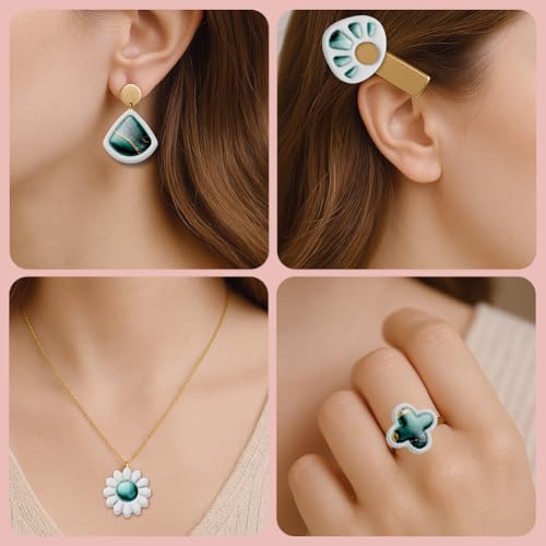 Polymer Clay Cutters - 22 Shapes Gemstone Earrings, Gemstone Polymer Clay Cutters for Jewelry, Earring Making Kit with Storage Box - style: Gem-shaped (22 pcs)