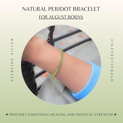 Faceted Bracelet for Women, Certified 925 Sterling Silver with 18K Gold Vermeil Healing Crystal Bracelets for Women - Crystals and Healing Stone Bracelet Women Jewelry for Gift - color: peridot