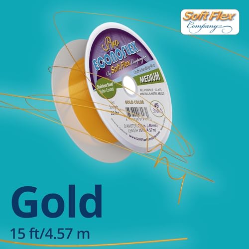 Soft Flex Econoflex Beading Wire - 49 Strand Flexible Braided - Hobby Wire for Crafting .014 Fine Diameter, 15 ft
