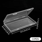 3pcs Mini Plastic Storage Box with Hinged Lid, 6.5x3.3in Clear Rectangle Dustproof Organizer Case Small Clear Plastic Storage Containers Box for Jewelry, Beads, Crafts, Game Pieces, Business Cards