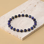 QOGIR 14k gold Handmade Healing Bracelet, Natural Gem Stone Crystal Elastic Gold Bracelet - color: Blue Sodalite - Self Confidence, size: 6m
