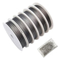 INSPIRELLE 6 Rolls Multi Sizes Stainless Steel Wire for Beginner Practice Nylon Coated 7-Strand Beading String Wire with 200PCS Crimp Stoppers