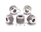 AD Beads Zircon Pave Rhinestones Big Hole Rondelle Spacer Beads 6x7mm 5Pcs Black on Silver - color: 5 Pcs Black on Silver 3 Row Rondelle (6x7mm)