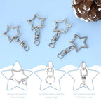 50 Pcs Silver Star Shaped Spring Snap Keychain with Chain Hanging Buckle and Open Jump Ring Star Lobster Claw Clasp Star Keychain Clip for DIY Crafts Jewelry Making Keychains - color: Silver