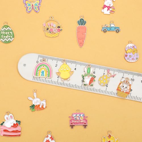 MARFOREVER Easter Charms, 40Pcs/20 Pairs Easter Charms for Jewelry Making, Assorted Egg Bunny Rabbit Enamel Charm Pendants for Bracelet Necklace Earrings Making Accessories - style: Easter