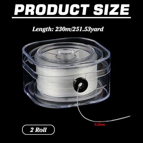 PH PandaHall 502Yards Stretchy String for Bracelets 2 Rolls 0.2mm Elastic Bracelet String Flat Beading Thread Jewelry String Thin Elastic Cord for Bracelet Necklace Jewelry Making, White - size: 0.2mm
