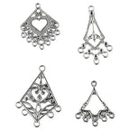 60Pcs Tibetan Antique Silver Dangle Chandelier Component Links,15 Styles Alloy Earrings Connector Charms,Hollow Charms Connectors for Jewelry Making