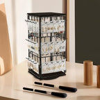 Yuehuam 360 Rotating Earring Display Stand, 48 Hooks Jewelry Rack with Wooden Base for Earring Card Selling, Earring Holder Organizer for Vendors