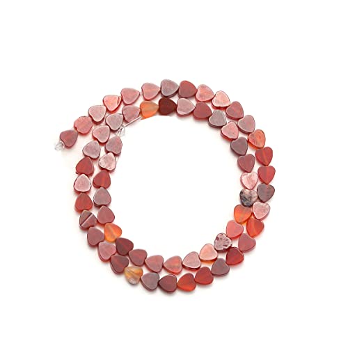 6mm Natural Red Agate Stone Beads Heart Shape Cute Fine Gems Spacer Beads Fit Jewelry Making DIY Exquisite Necklace Bracelet Accessory - color: Red Agate