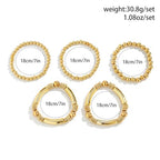 5Pcs Gold Bead Bracelets Set for Women,14K Gold Plated Stackable Bead Ball Bracelets Set,Adjustable Chunky Bangles Bracelets,Boho Stretch Bead Ball Bracelet for Women - color: 5Gold
