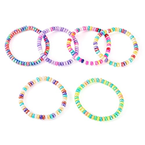 Elecrelive Glass Round Beaded Bracelet Set Clay Beaded Bracelets Stretch Bracelets - color: 6 Colors