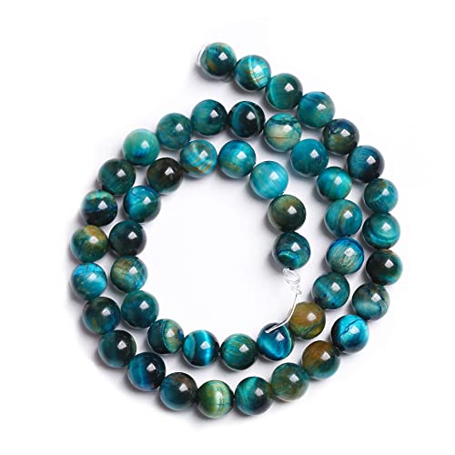 8mm 45PCS Peacock Blue Tiger Eye Stone Beads Natural Crystal Spacer Loose Beads for Jewelry Making DIY Bracelet Semi Precious 1 Strand 15 inches - color: Blue Tiger Eye, size: 8mm