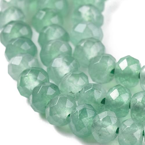 115pcs Faceted Natural Jade Stone Beads 4x2mm Dyed Stone Rondelle Disk Loose Spacer Beads for Jewelry Making Design Friendship Bracelet Necklace Keychain Lanyard Ornament, Medium Aquamarine - color: Medium Aquamarine