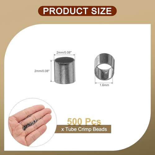 uxcell 500 Pcs Tube Crimp Beads, 2x2mm Copper Crimp Beads End Stopper Beads Tiny Loose Spacer Beads for Earrings Necklaces Bracelets Pendant DIY Crafts, Black - color: Black, size: 1.6 mm