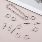 5 Sets Toggle Clasps for Jewelry Making, Stainless Steel OT Toggle Jewelry Clasps, T-Bar Round Ring Closure Connectors for DIY Bracelet Necklace Anklet- Silver - color: Silver-A Style