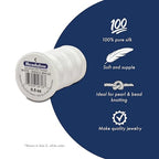 Beadalon Silk Thread Beading Thread | Bead String for Jewelry Making & Pearls | White | Size C 0.5 oz 930 ft - color: White, style: Size C