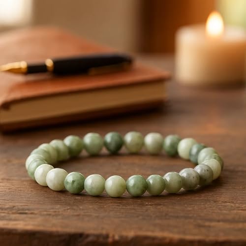 Cherry Tree Collection - Small, Medium, Large Sizes - Gemstone Beaded Bracelets For Women and Men - 6mm Round Beads - color: Burma Jade, size: Large