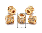 AD Beads Zircon Pave Rhinestones Big Hole Hexagon Spacer Beads 7x8mm 5Pcs Clear on Gold - color: 5 Pcs Clear on Gold Hexagon (7x8mm)