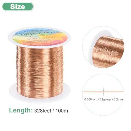 M METERXITY 0.2mm Jewelry Wire, 32 Gauge 328FT Craft Wire Copper Beading Wire for Jewelry Making/Planting/Weaving/DIY Crafting, Soft Metal Wires [100M, Copper Tone] - color: Copper Tone, size: 0.2mm 32 Gauge