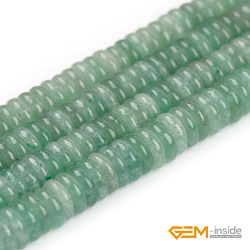 GEM-Inside 2x6mm Natural Green Aventurine Jade Semi-Gemstone Heishi Disc Rondelle Spacer Beads for Jewelry Making Full 15" Strand Energy Stone Healing Power Crystal - color: Green Aventurine Jade