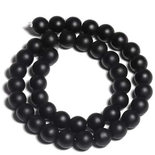 HAAMIIQII 6mm Natural Matte Black Onyx Beads Round Gemstone Loose Beads for Jewelry Making 2 Strands (120-130pcs) - color: Matte Black Onyx, size: 6mm (120-130pcs)