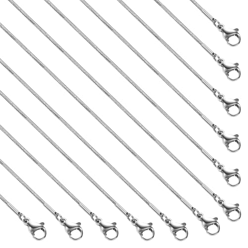 12 Pcs Snake Link Chain Stainless Steel Necklace Bulk Silver Necklace Chain for Jewelry Making - color: Silver Snake, size: 20 inches