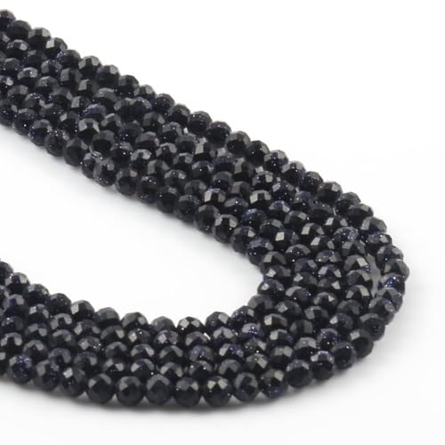 2mm 180pcs Natural Blue Sandstone Stone Beads, Songxi Small Faceted Round Loose Gemstone for Jewelry Making, DIY Art and Craft, Bracelet Necklace (1 Strand) - color: Blue Sandstone, size: 1.9-2.4mm