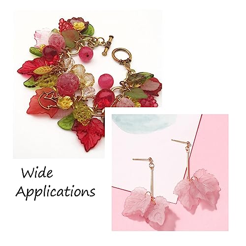 Crafans 360Pcs Acrylic Maple Leaf Pendants 12 Colors Transparent Frosted Leaf Charms Plant Tree Leaves Beads Charms for Autumn Crafts Jewelry Making - color: 12 Colors